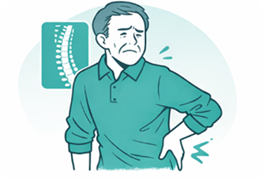 腰を押さえて困っている男性のイラスト